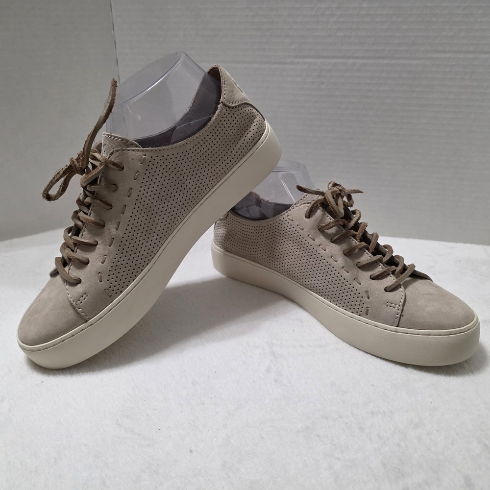 Women's Frye Size 8.5 Lena Suede Perforated Leather Lace Up Taupe‎ Low